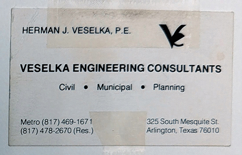 Herman_Veselka_1973-BizCard 1